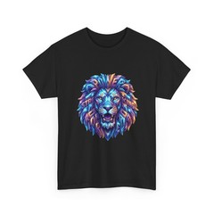Colorful Neon Lion Head Tee Vibrant Animal Graphic Shirt