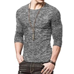 Zonbailon men’s T-shirt solid color slim-fit long sleeve autumn and winter