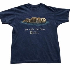 Otter Go With The Flow Graphic T-Shirt Unisex Vintage Style Animal Lover Gift