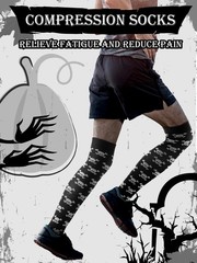 4 Pairs Halloween Socks Women Men Knee High Compression Socks for Halloween N…