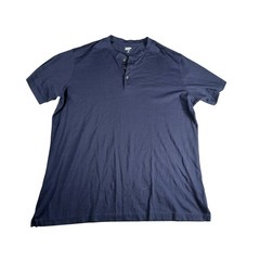 Lands’ End Henley Shirt Mens 2XL 50-52 Blue 100% Cotton Button NWT