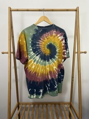 VTG Tie Dye Spiral Worn Cotton Touch of Gold Blank Distressed T-Shirt Size XL