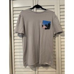 Free Planet Beige Short-Sleeve Tee with Blue Tropical Pocket Size M