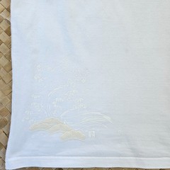 Namitatsu Japan Shirt Mens Large White on White Puff Print Graphic Tee Fuji Rare