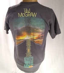 2013 Tim McGraw Tour Gray T-Shirt Two Lanes Of Freedom Adult Small