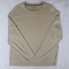 Tommy Bahama Island Soft Shirt Men L Tan Brown Long Sleeve Tee Pima Modal Casual