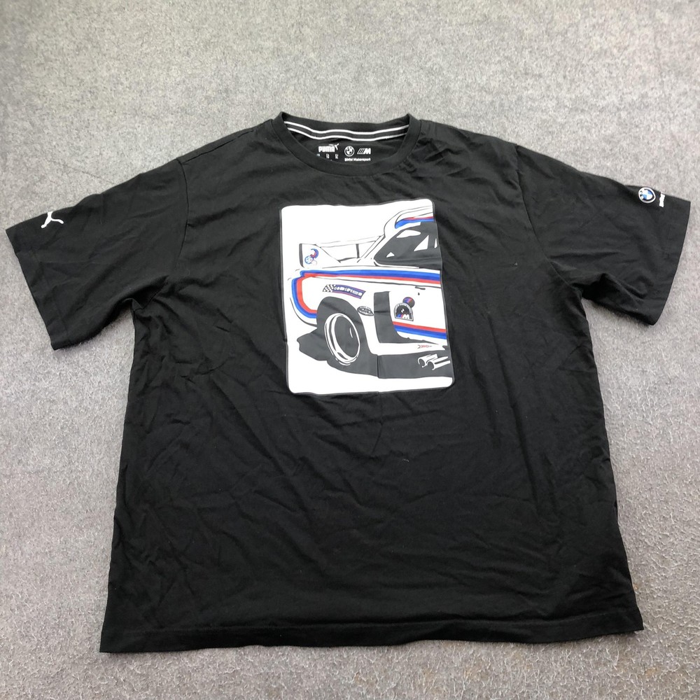 Puma BMW Motorsport Shirt Mens XL Black Race Car Graphic Tee Tagless Jersey