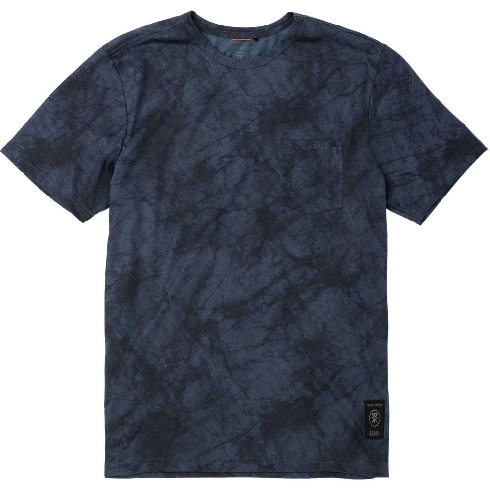 Roark Mathis Tie Dye Men’s Run Amok Pocket Tee Medium Navy S/S Active NEW #5791