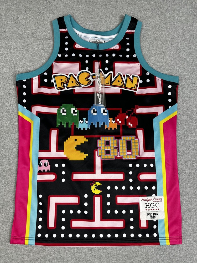 Pac-Man Shirt Mens Medium Black Graphic Jersey Headgear Classics Retro Arcade