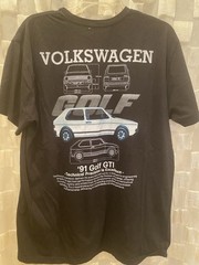 Volkswagen Men Shirt L Black Graphic 1991 Golf Casual Logo Short Sleeve