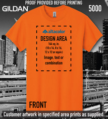 Custom Printed Gildan Heavy SAFETY ORANGE Tee Full-colour Front / Back / Both