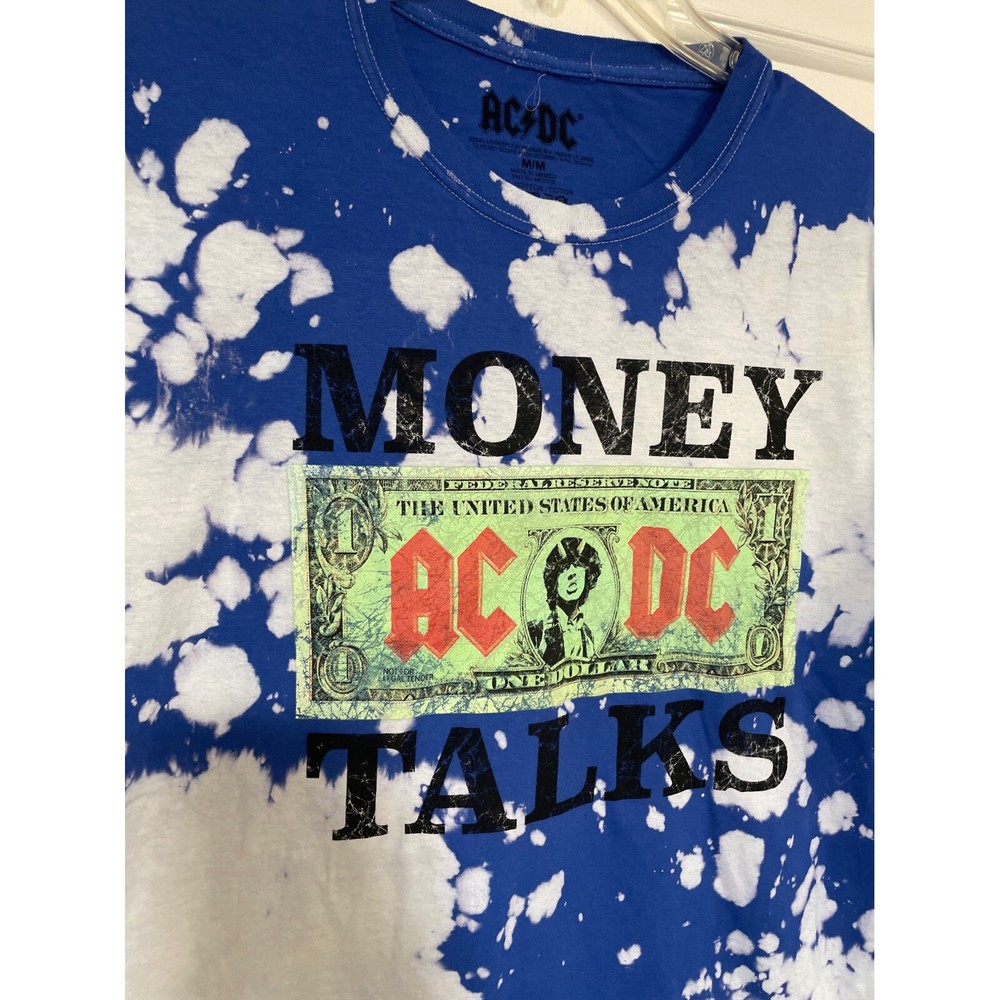 ACDC Money Talks AC/DC Licensed Graphic T-Shirt Bleach Short Sleeve Rock Band M