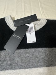 Truth by Republic 100% Cashmere Colorblock Pullover Sweater Gray Black White M