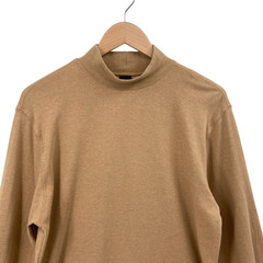 Lands’ End Mens M 38-40 Mock Neck Shirt Brown Cotton Long Sleeve Casual