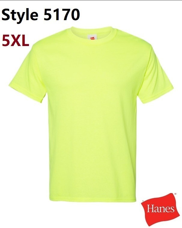 Hanes 5170 5XL EcoSmart Crewneck Short Sleeve Tee Pit to Pit 31″ Safety Green