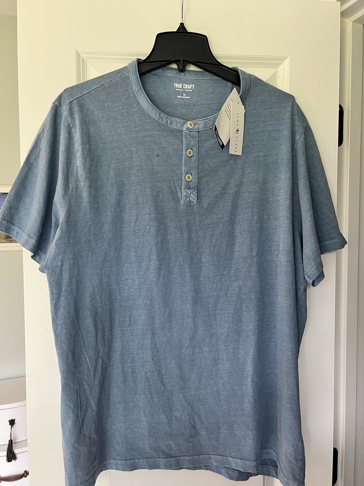 True Craft Men’s Henley T-Shirt Blue NWT Size XL Spring/Summer see description
