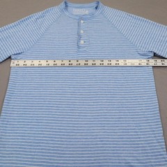 Faherty Henley Shirt Mens Small Blue Striped Cloud Cotton Long Sleeve Knit
