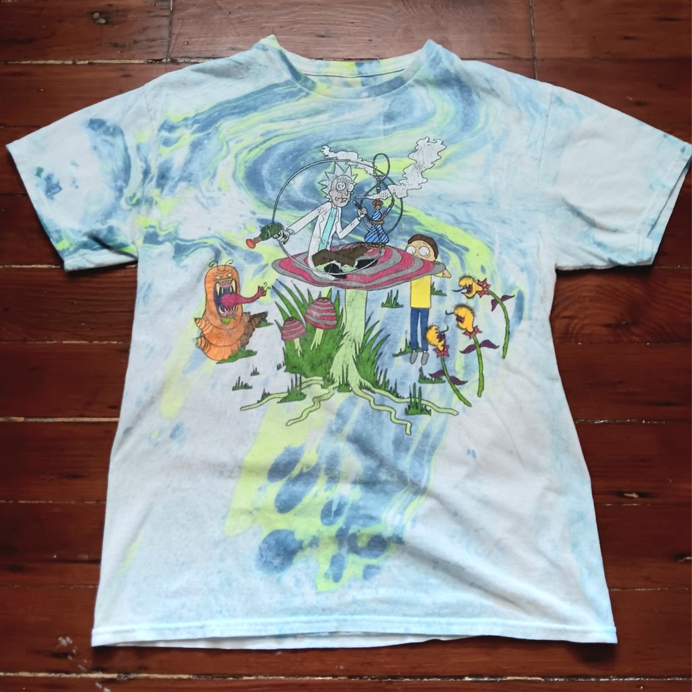 Rick And Morty Shirt Men’s (M) Tie Dye Blue Ripple Junction Graphic Tee