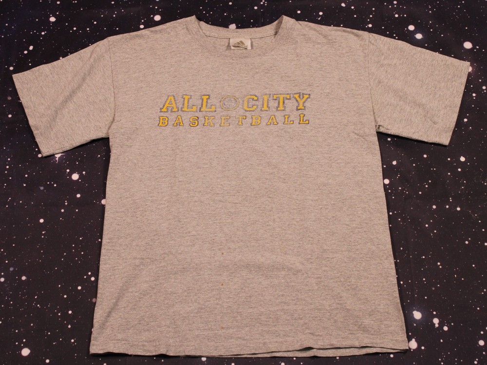 Vintage Adidas All City Basketball Gray T-shirt – Medium – Made in USA
