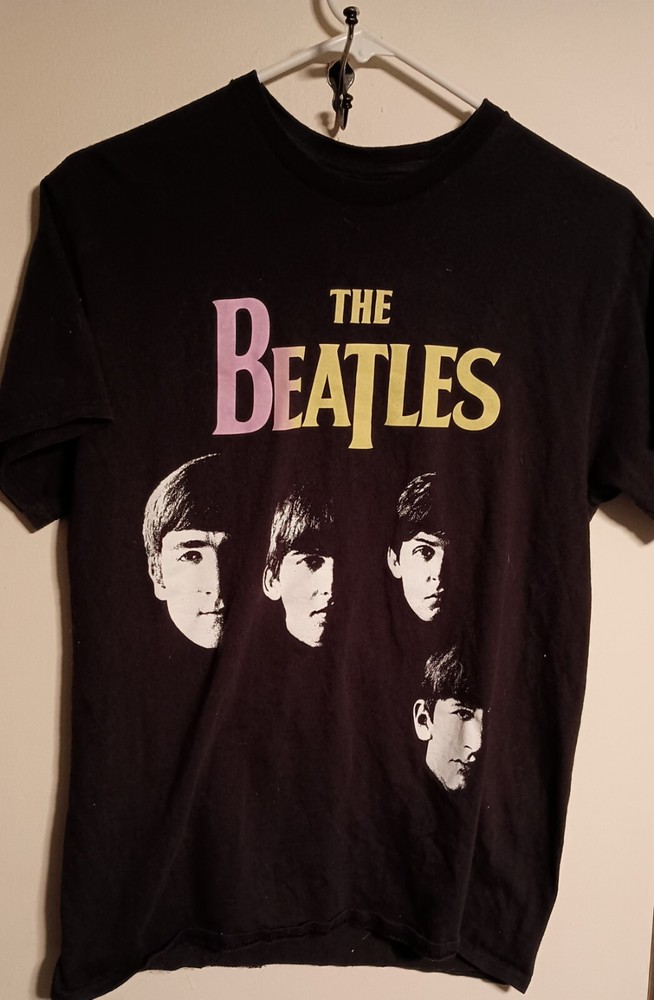 THE BEATLES Band Tee John Paul George Ringo black Cotton Graphic T-shirt M✨