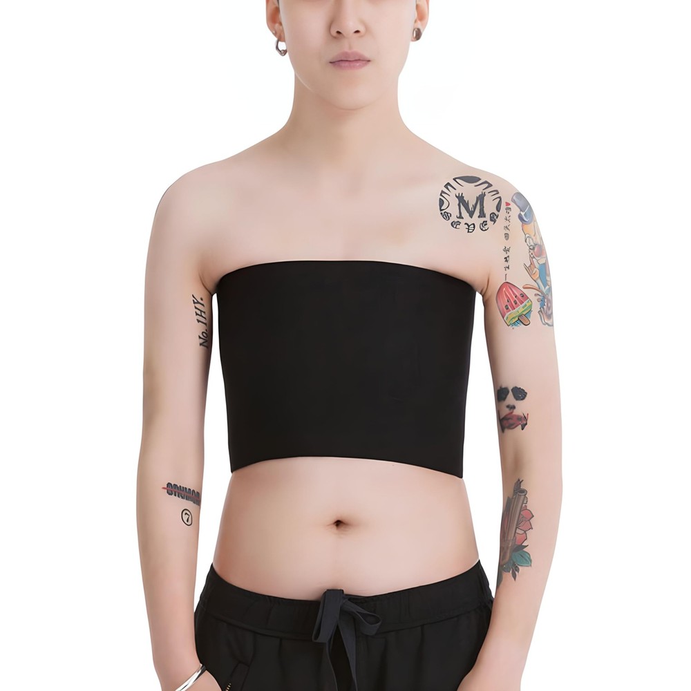 Tomboy Trans Lesbian Strapless Plus Size Chest Binder Top with 20 CM Elastic …