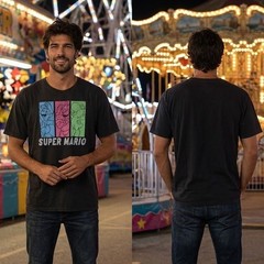 Super Mario Bros Nintendo Shirt Men’s XL 46-48 Chest Black Graphic Short Sleeve