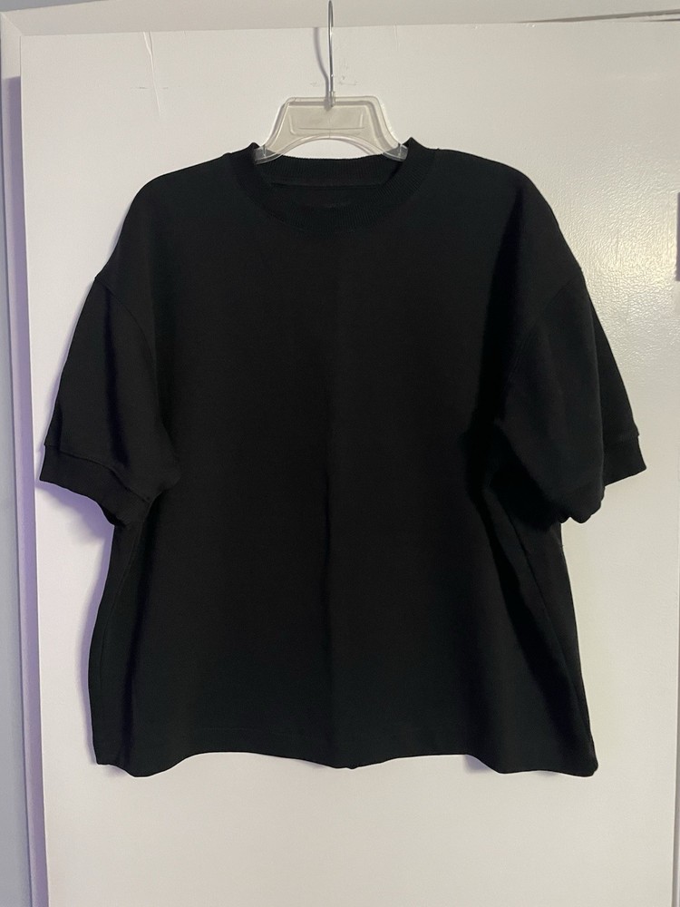 Denim & Flowers Black Short Sleeve Oversized Heavyweight Shirt Relaxed Fit Large