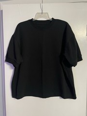 Denim & Flowers Black Short Sleeve Oversized Heavyweight Shirt Relaxed Fit Large
