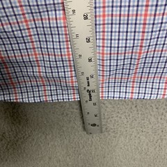 Chaps Button Down Shirt Mens Medium Red Blue Plaid Short Sleeve Collared Casual