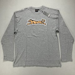 Le Tigre Men’s Flocked Big Tiger Graphic T-Shirt Cotton Long Sleeve Gray Size XL