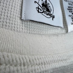 DISNEY Waffle Knit Thermal Long Sleeve Shirt Mens XL Cream Mickey Mouse Logo
