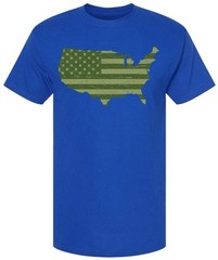 American Flag Distressed USA Map Printed T-Shirt US Outline Graphic Tee