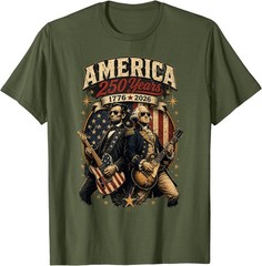 George Washington Abraham Lincoln Playing Guitar 4th July T-Shirt