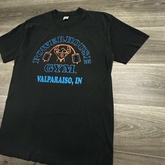 Vintage Powerhouse Gym Shirt Mens Large Black Bodybuilding Single Stitch USA 90s