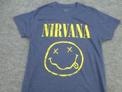 Nirvana Shirt Mens Medium Blue Crew Neck Logo Short Sleeve Logo Tee Adult M
