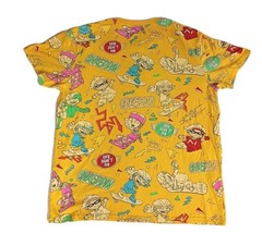 90s Nickelodeon Yellow Skateboarding T-Shirt Large Chest 22in Length 28in .