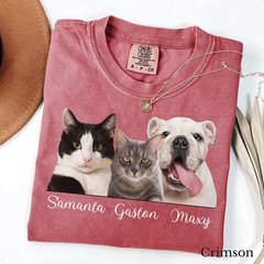 Personalized Pet Photo Comfort Tee Custom Dog Cat Lover