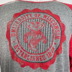 University of Wisconsin Badgers Adidas Long Sleeve Gray Raglan T-Shirt Men’s XL