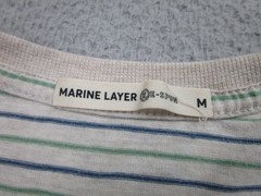 Marine Layer Shirt Mens Medium Gray Blue Green Striped Re-Spun Crewneck Soft