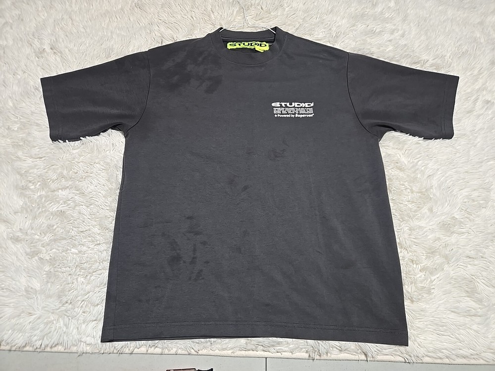 Studio Supervsn M T-Shirt Gray Short Sleeve Distressed* Powered Educate Design