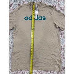 Adidas Mens Essentials Linear Logo T-Shirt Wonder Beige Teal IJ8652 Size S NEW