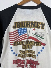 Vintage 80s Journey 1982 Concert Tour T-Shirt Rose Bowl Blue Oyster Cult Raglan