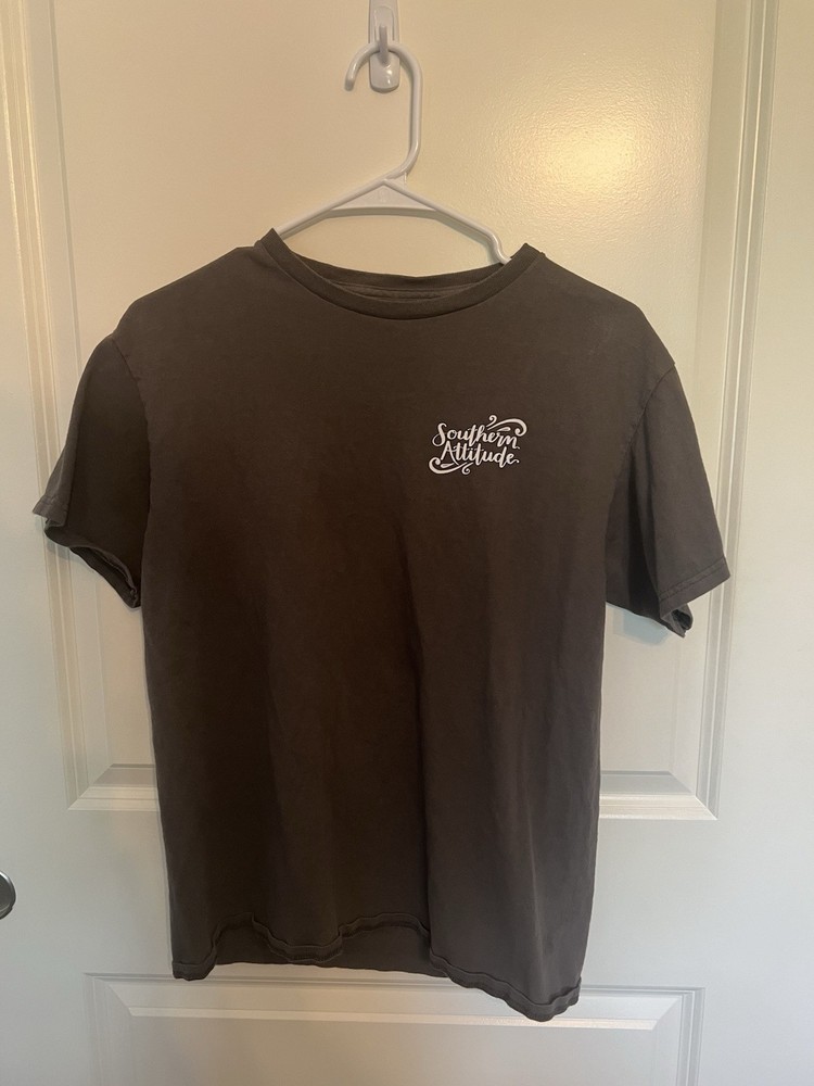 Southern Attitude Gray S/M Short Sleeve Crew Neck Double-Sided Cat Tee