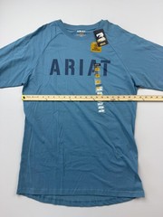 Ariat Shirt Mens LT Blue Rebar Long Sleeve Logo Graphic Tee Workwear Preshrunk