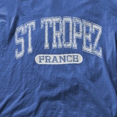 St Tropez France Vintage University Font Summer Travel Blue Tee, T-Shirt