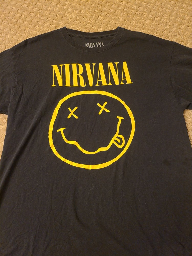 NIRVANA T-Shirt Smiley Face Logo OFFICIALLY LICENSED New Authentic