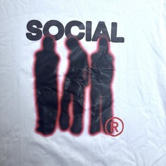 VAMTAC Mens Large White Social Graphic Tee Oversized 100% Cotton New Stitch Flaw