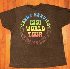 Lenny Kravitz “On The Run” Size L, 1991 Tour Graphic TShirt, ‘Screen Stars Best’
