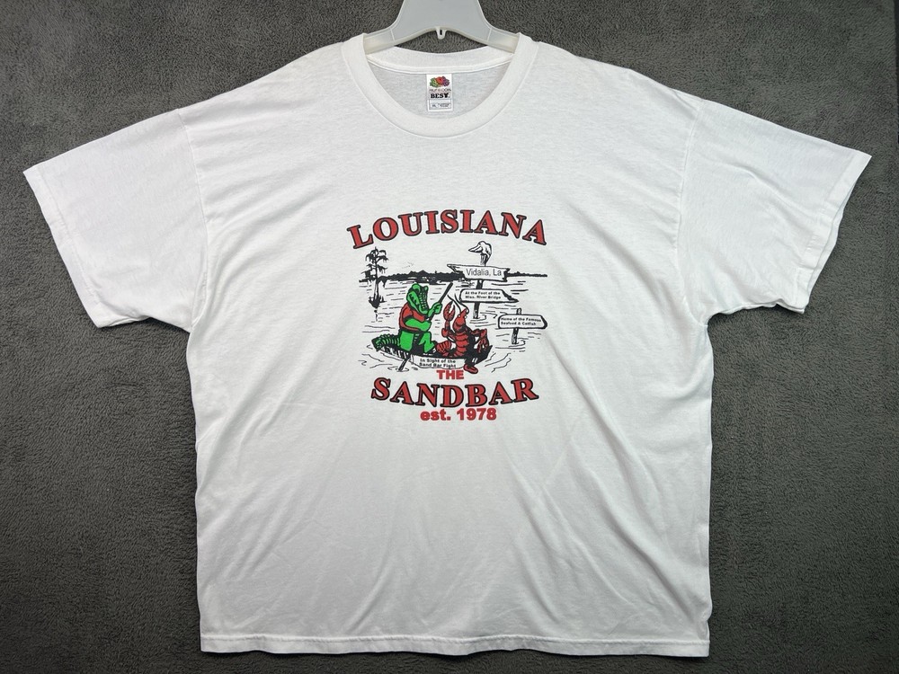 Vintage Louisiana The Sandbar EST 1978 White Short Sleeve T Shirt Sz 3XL