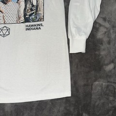 NWT Stranger Things Shirt Mens Sz M White Long Sleeve Hot Topic Hawkins Indiana